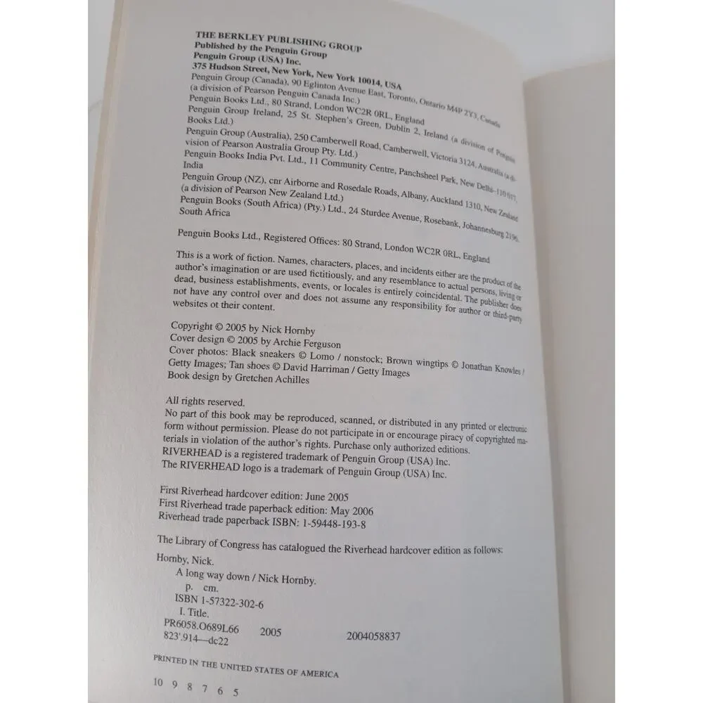 A LONG WAY DOWN Nick Hornby 2005 Paperback Dark Humor *